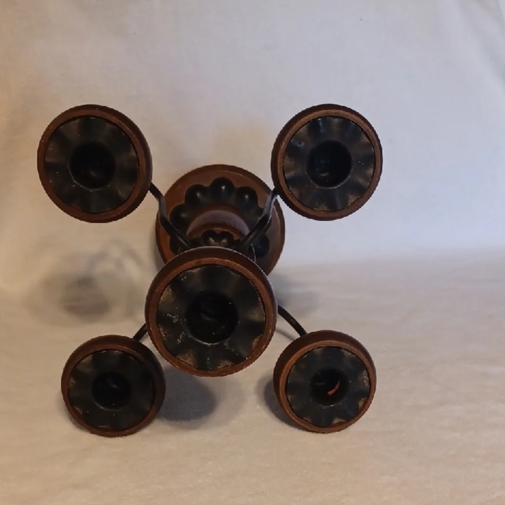 Home Interiors Brown and Black Candle Holder Accents